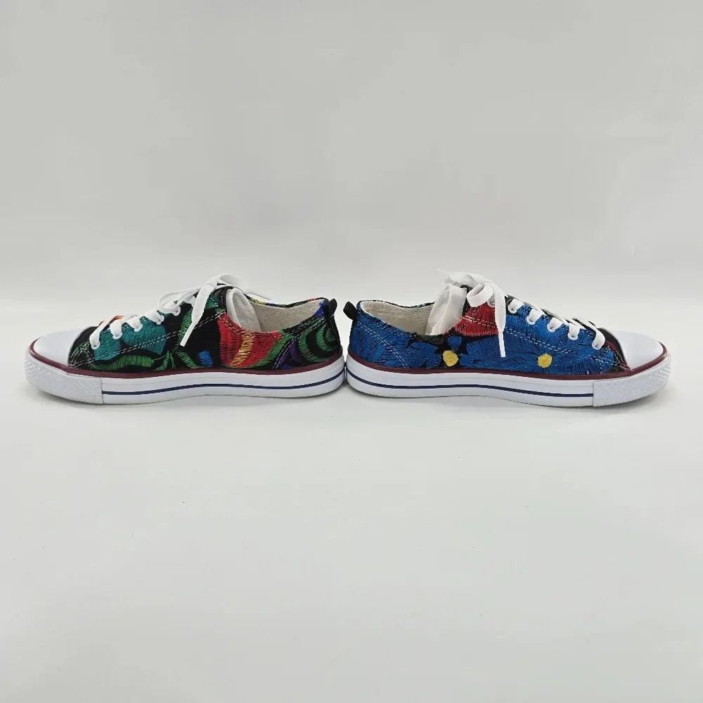 Ladies Hand Embroidered colorful floral sneaker shoes made in Mexico